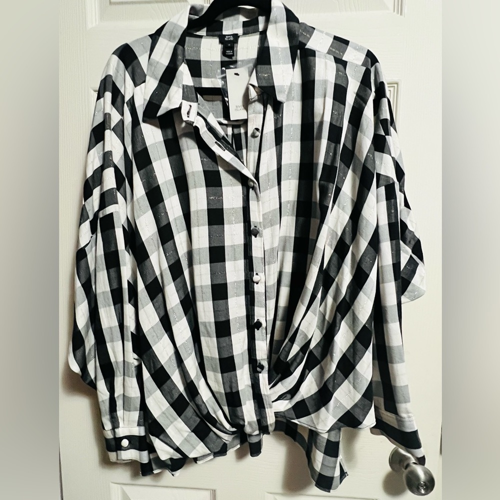 River Island Plaid Top